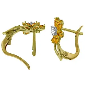 1.1 Carat 14K Solid Yellow Gold Daisy Citrine Diamond Earrings