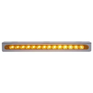 12 3/4" Stainless Light Bracket w/ 14 LED 12" Light Bar - Amber LED/Amber Lens