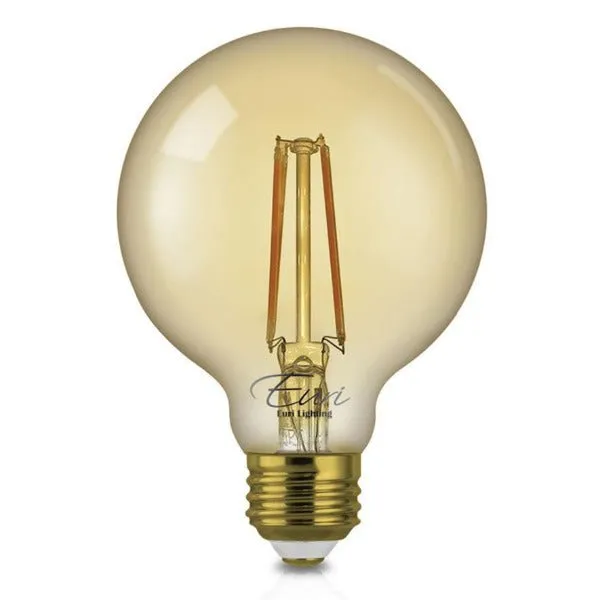 12 Bulb pack -LED Filament Edison Light Bulb - G25 Globe - 7 Watt - Amber - 2400K