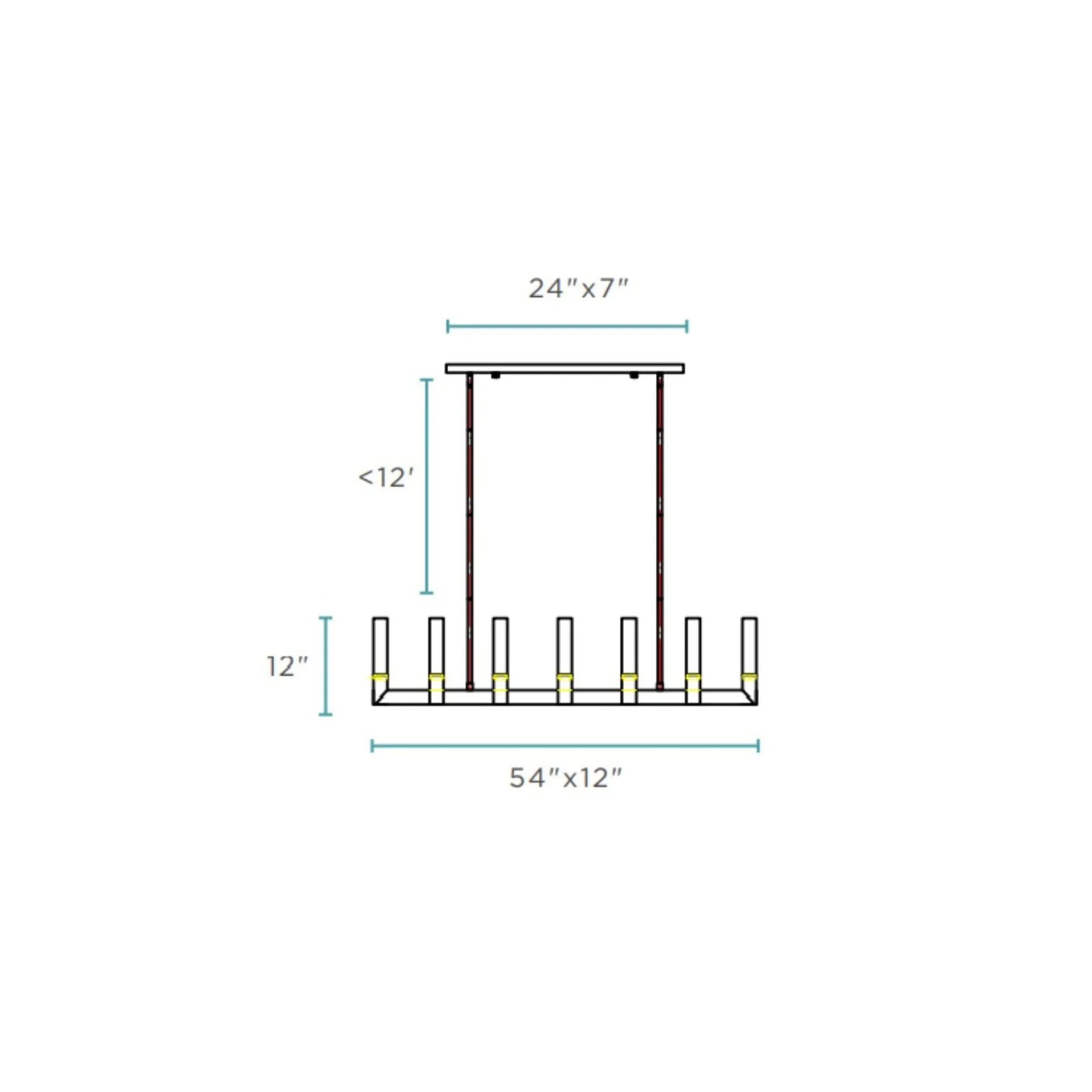 12 Light Rectangular Crystal Dianyi LED Chandelier // Silver