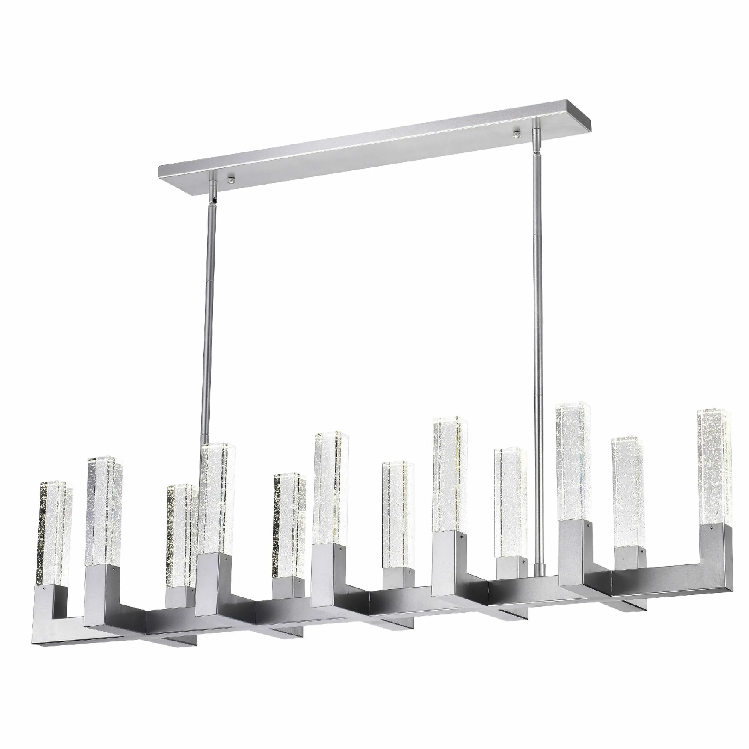 12 Light Rectangular Crystal Dianyi LED Chandelier // Silver