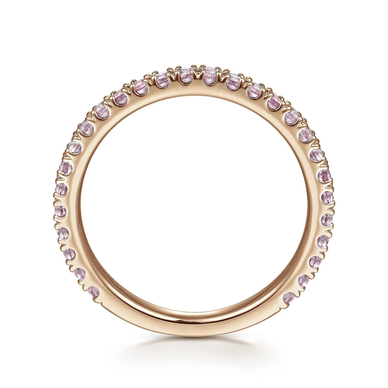 14K Rose Gold Pink Created Zircon Stackable Ring