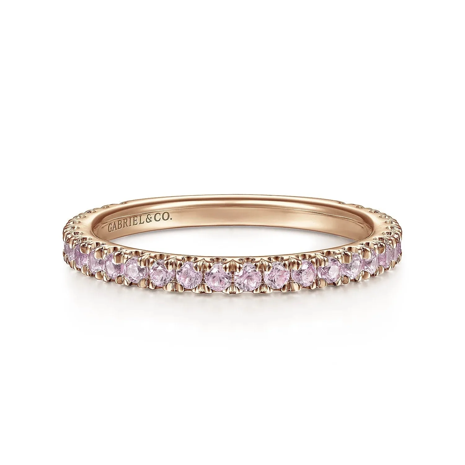 14K Rose Gold Pink Created Zircon Stackable Ring