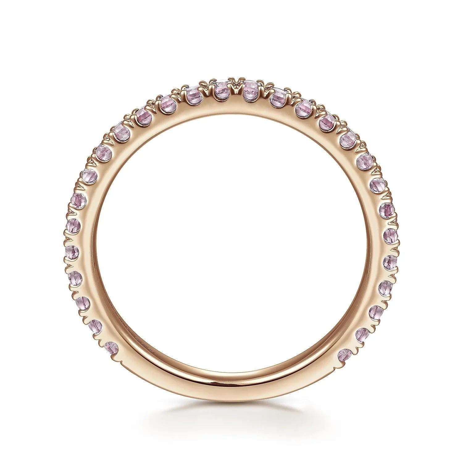 14K Rose Gold Pink Created Zircon Stackable Ring