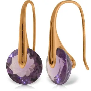 14K Solid Rose Gold Fish Hook Amethyst Certified Earrings