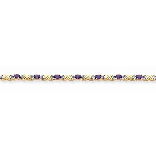 14K Yellow Gold Amethyst & Diamond Bracelet