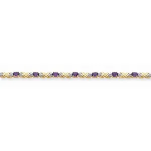 14K Yellow Gold Amethyst & Diamond Bracelet