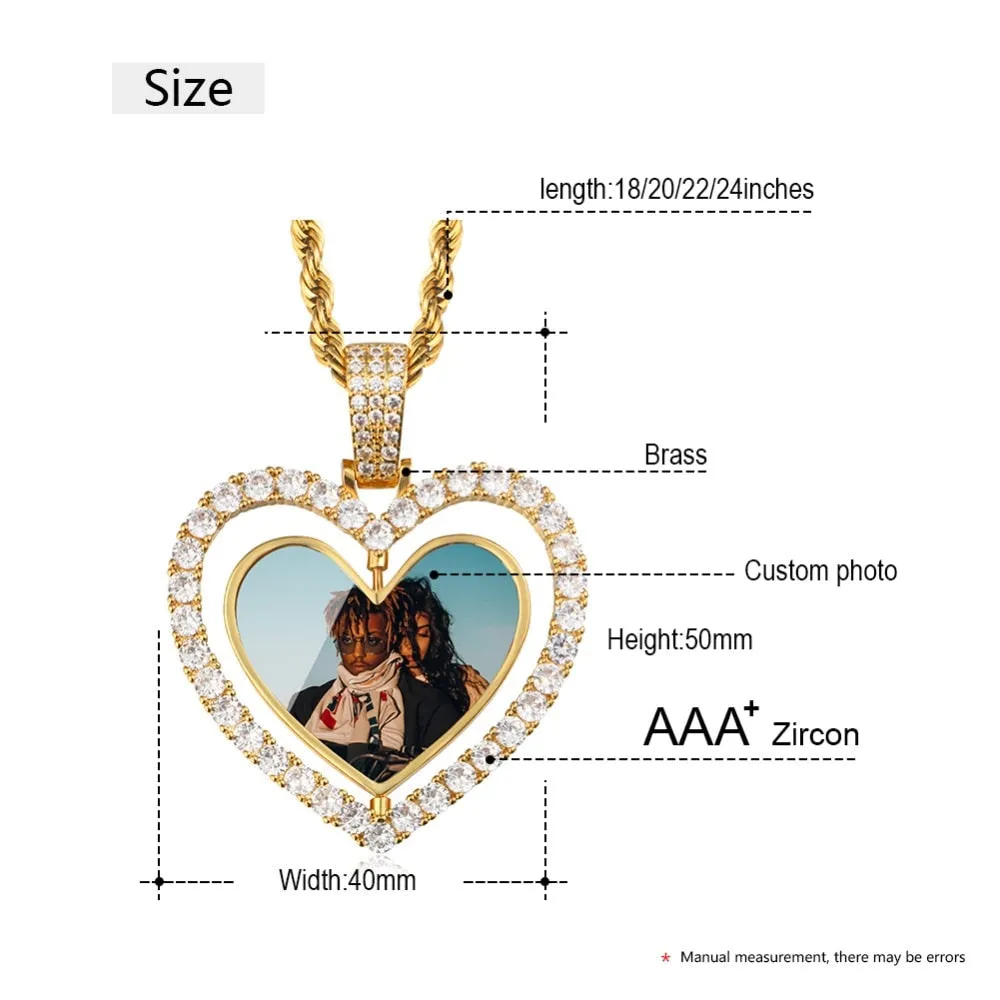 18k Gold Plated Heart Necklace With Picture- Medallion Necklace