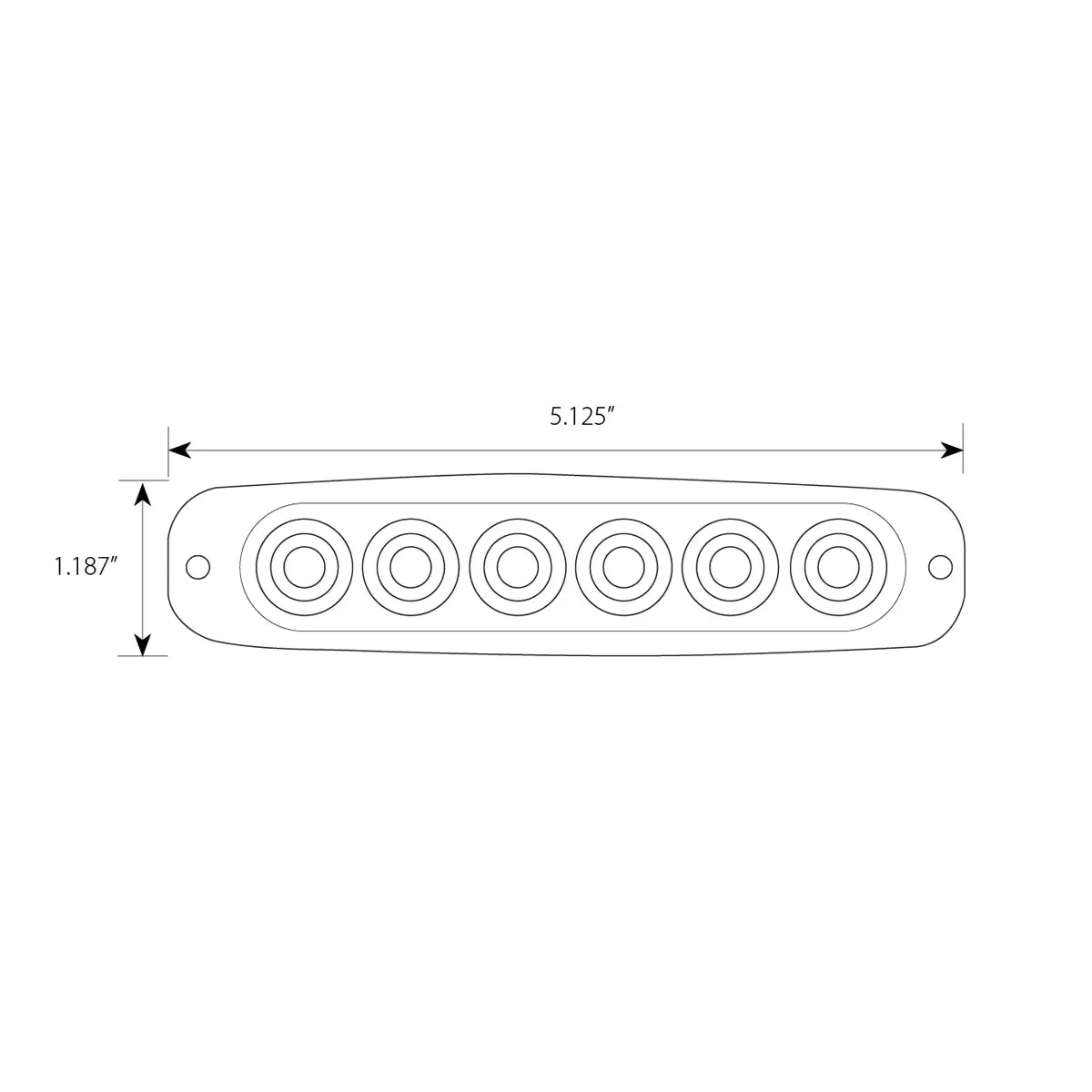 5-1/8" ULTRA THIN WHITE/CLEAR 6 LED STROBE LIGHT