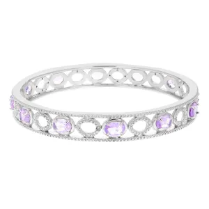 5.70 cttw Purple Amethyst And Diamond Eternity Bangle Bracelet Brass Rhodium