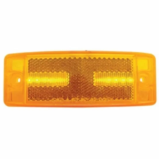 8 LED Rectangular Clearance/Marker Light w/ Reflex Lens - Amber LED/Amber Lens