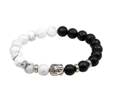 8mm natural stone agate yoga chakra bracelet Buddha head energy volcanic stone beaded bracelet