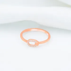 925 Rosegold  Ovel Heart Silver Ring