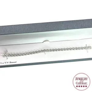 925 Sterling Silver 1/2 CT Diamond Tennis Bracelet Round Classic Classy