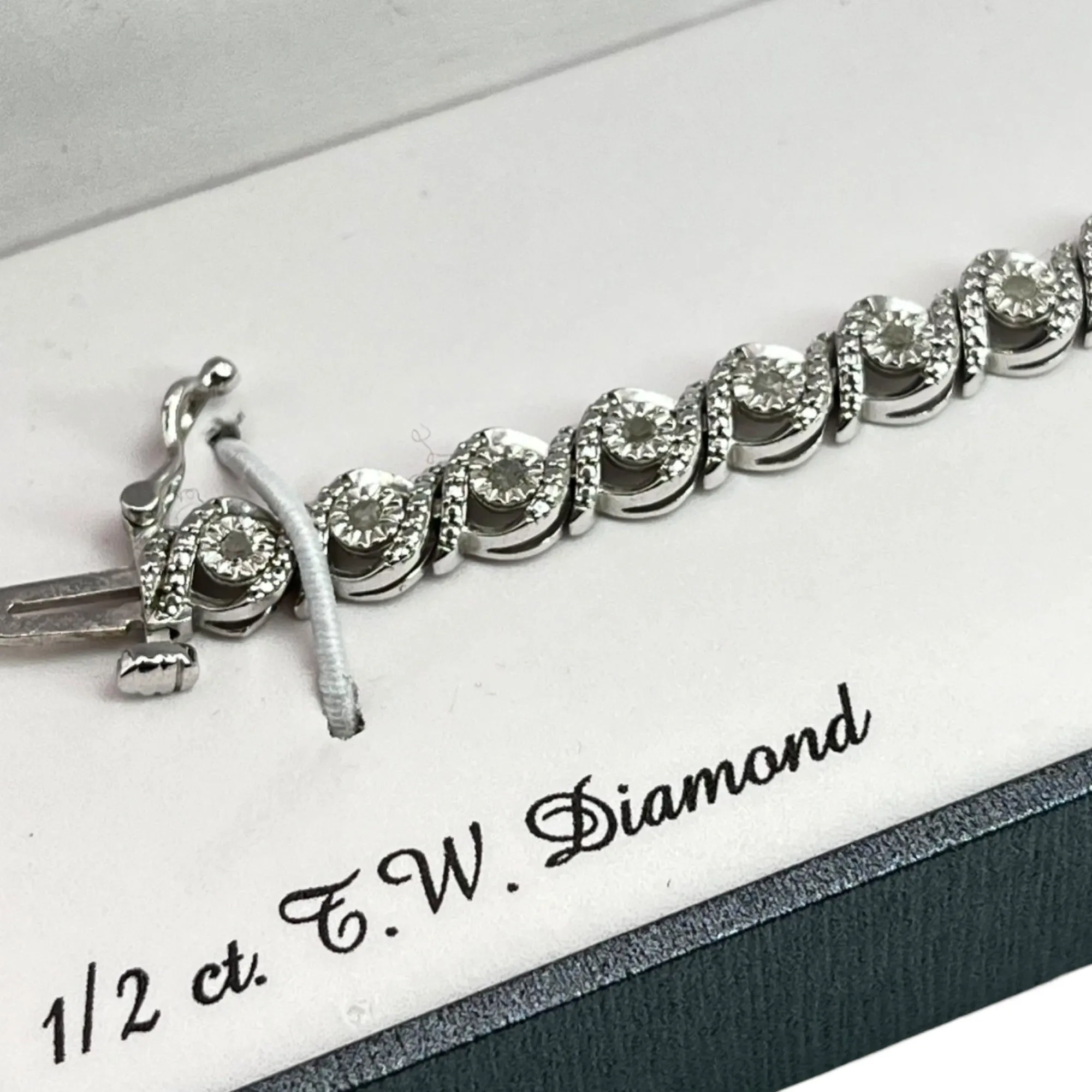 925 Sterling Silver 1/2 CT Diamond Tennis Bracelet Round Classic Classy