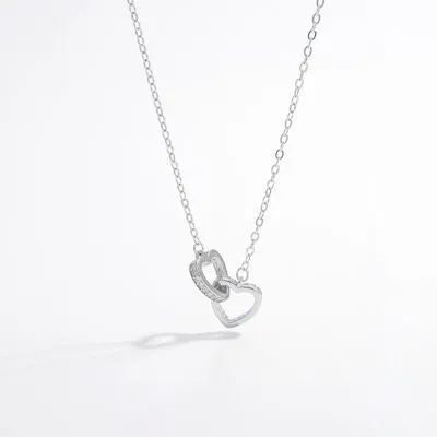 925 Sterling Silver Inlaid Zircon Heart Necklace