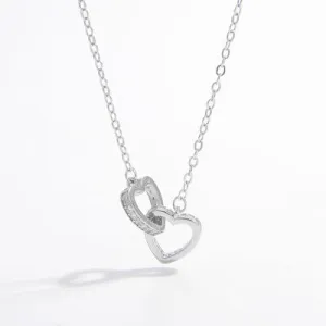 925 Sterling Silver Inlaid Zircon Heart Necklace