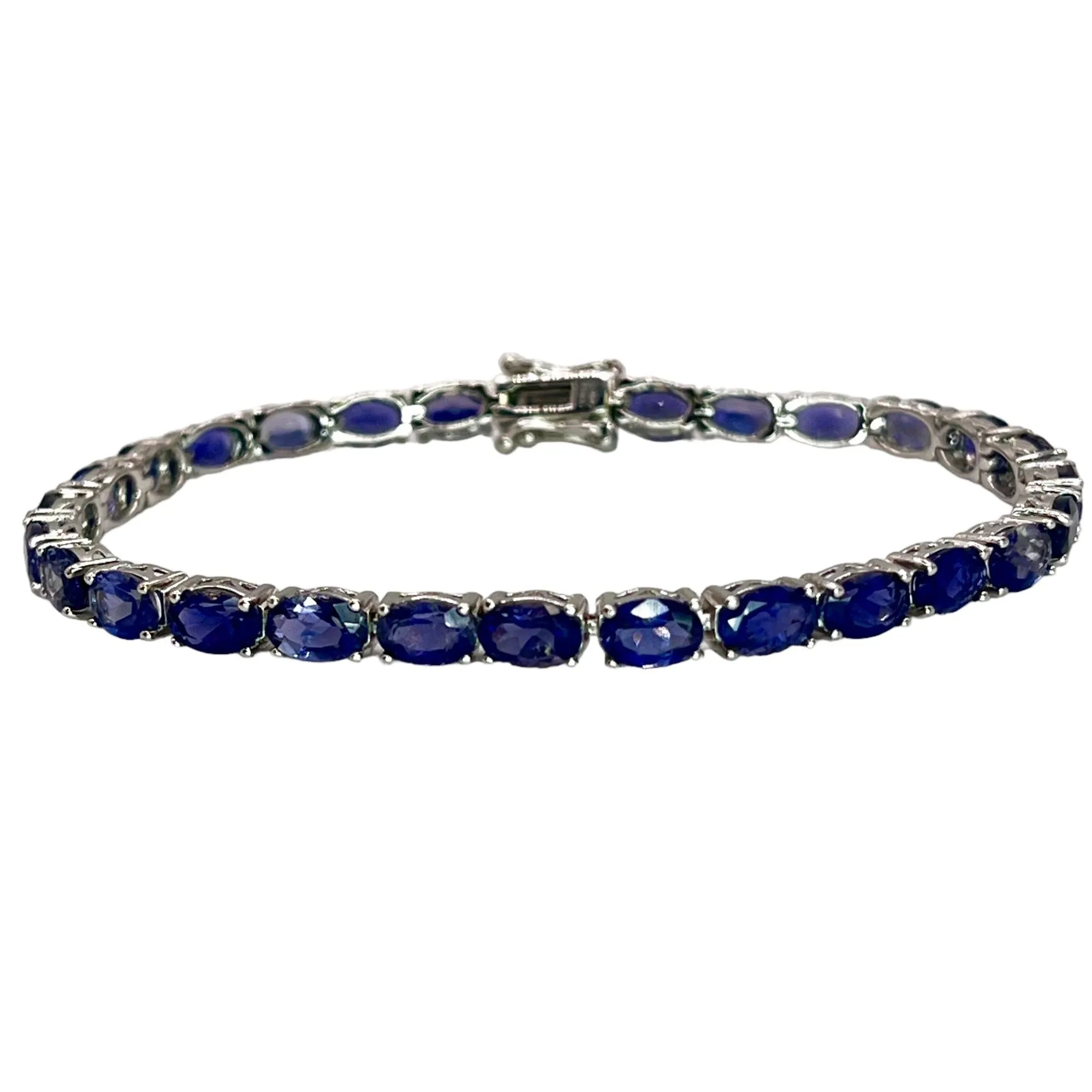 925 Sterling Silver Tanzanite Women's Tennis Bracelet 7 inch Colorful Statement