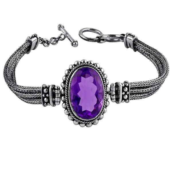 AB-1021-AM Sterling Silver Bracelet With Amethyst Q.