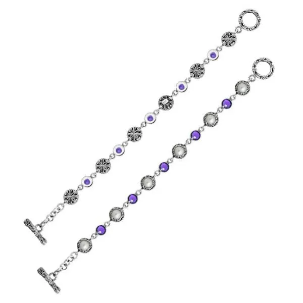 AB-9004-CO2 Sterling Silver Bracelet With Pearl, Amethyst Q.