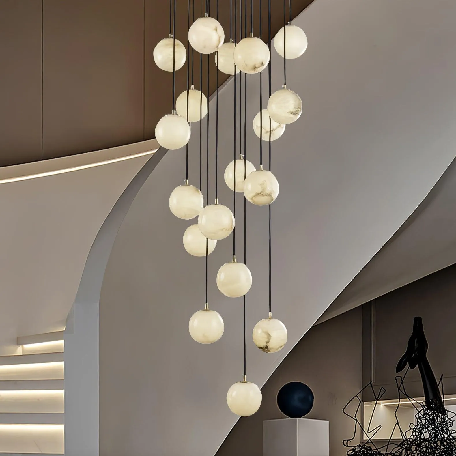 Alabaster Balls Cluster Chandelier