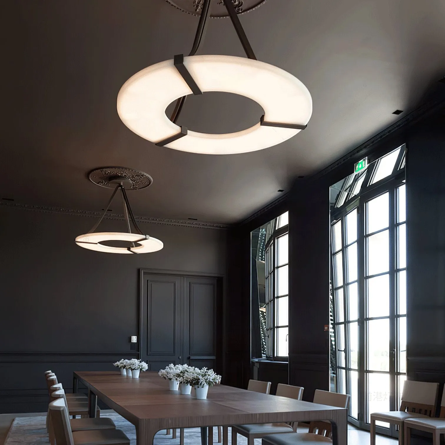 Alabaster Halo Pendant Light