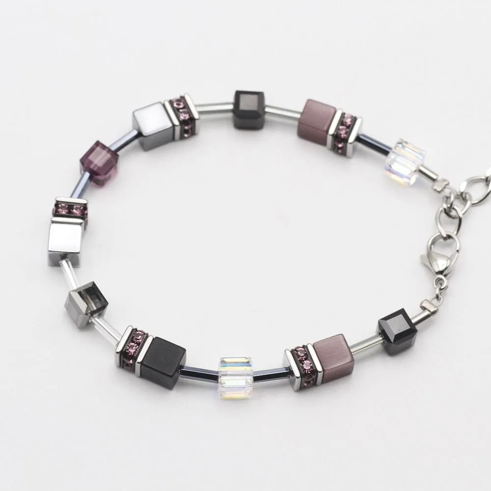 AMETHYST CAT`S EYE  GEO CUBE BRACELET