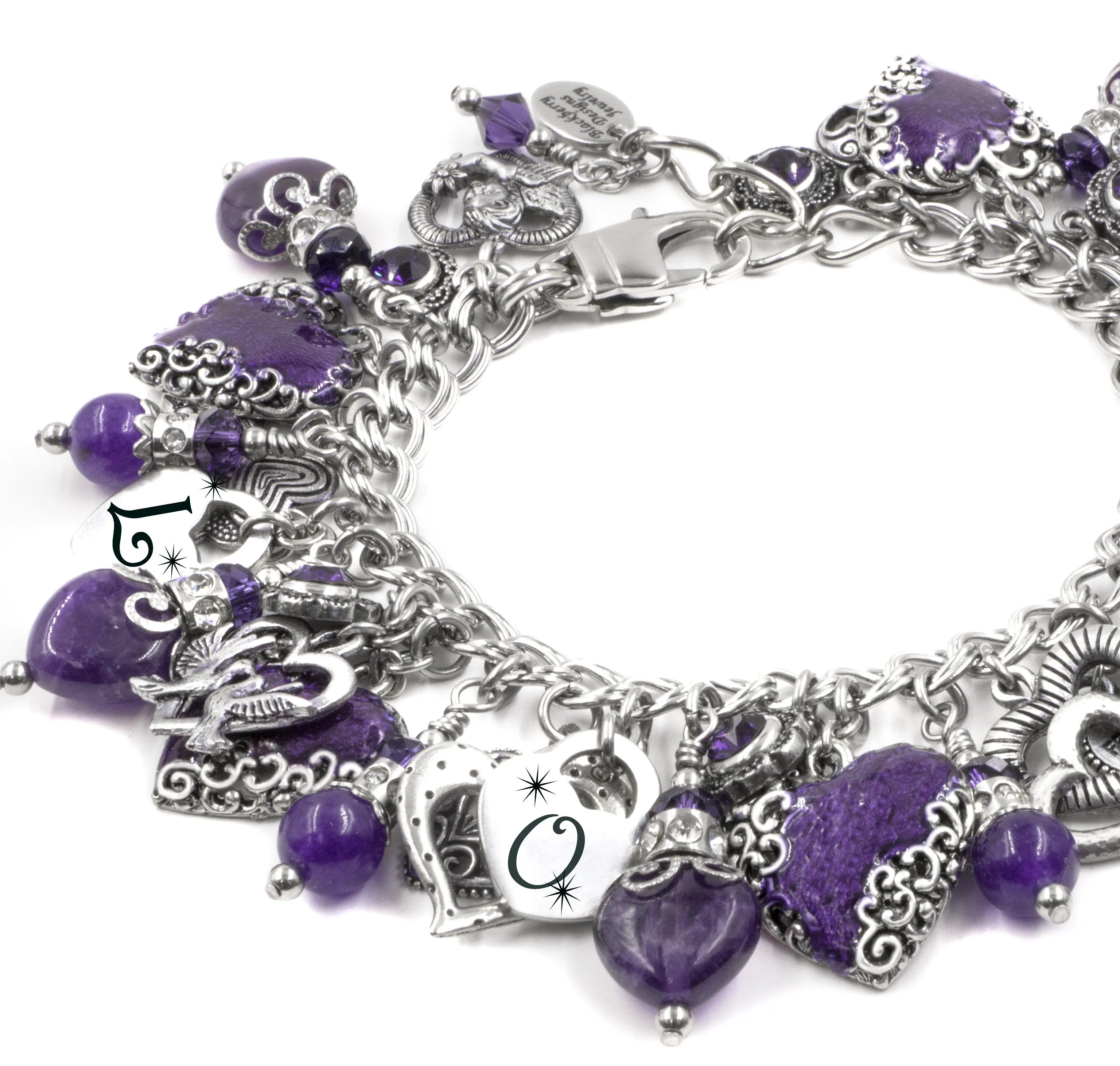 Amethyst Heart Charm Bracelet