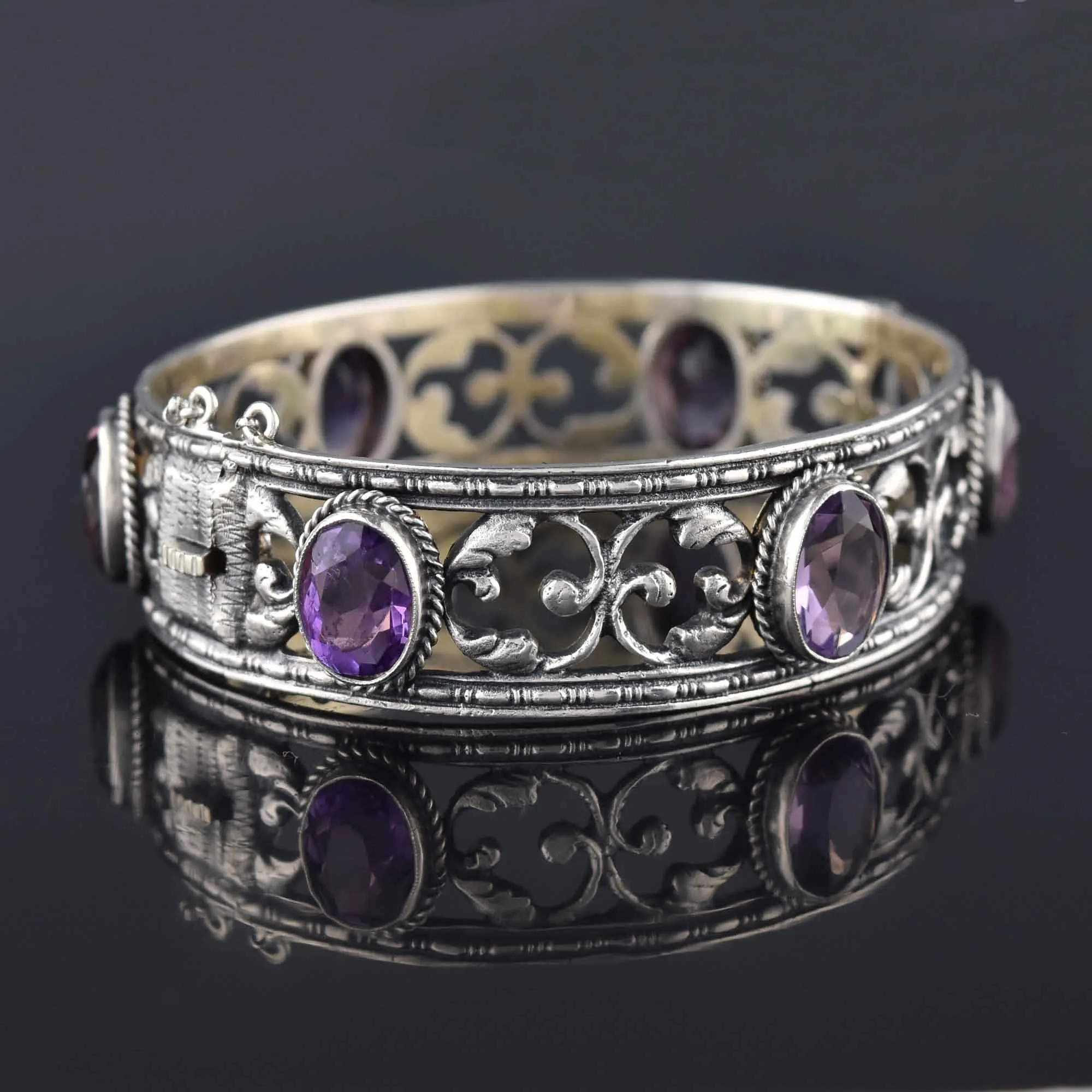 Art Deco Silver Amethyst Peruzzi Bracelet