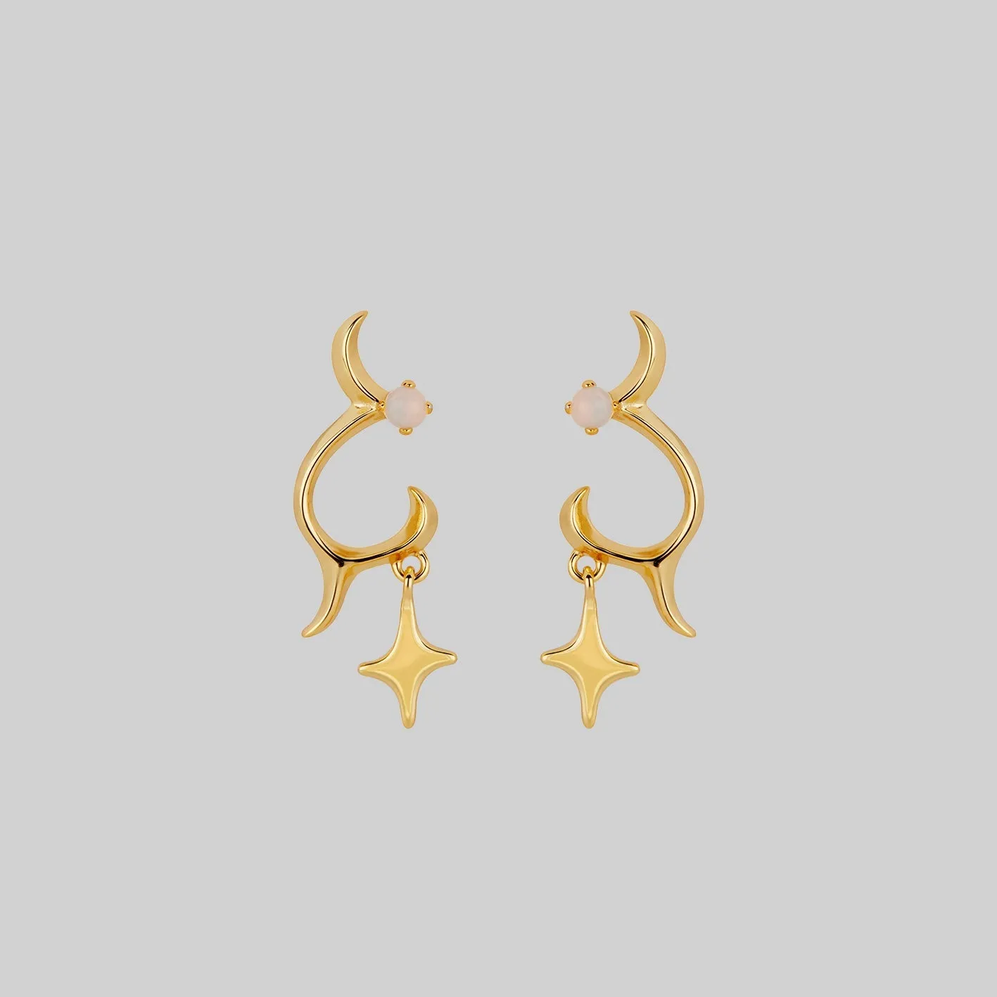 ASTRA. Abstract Waves & Stars Earrings - Gold