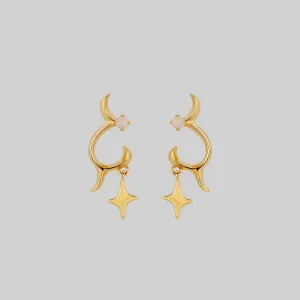 ASTRA. Abstract Waves & Stars Earrings - Gold