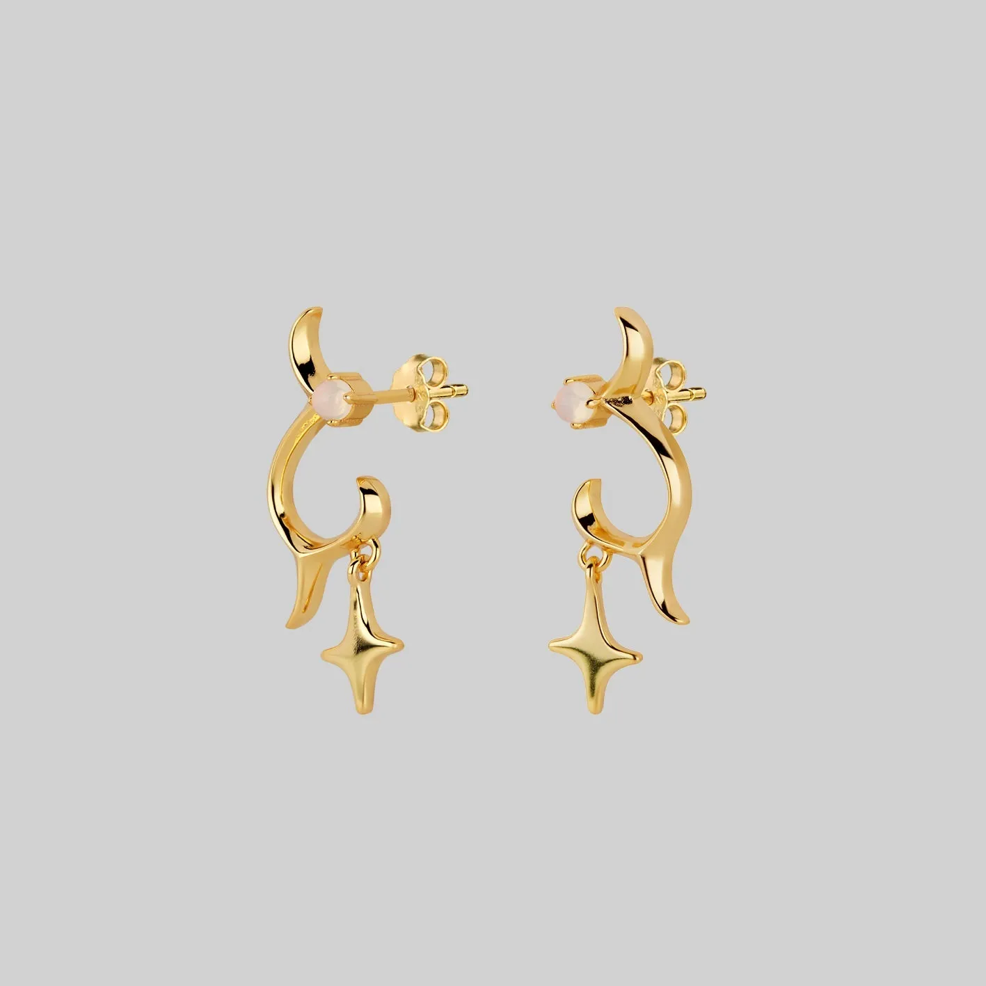 ASTRA. Abstract Waves & Stars Earrings - Gold