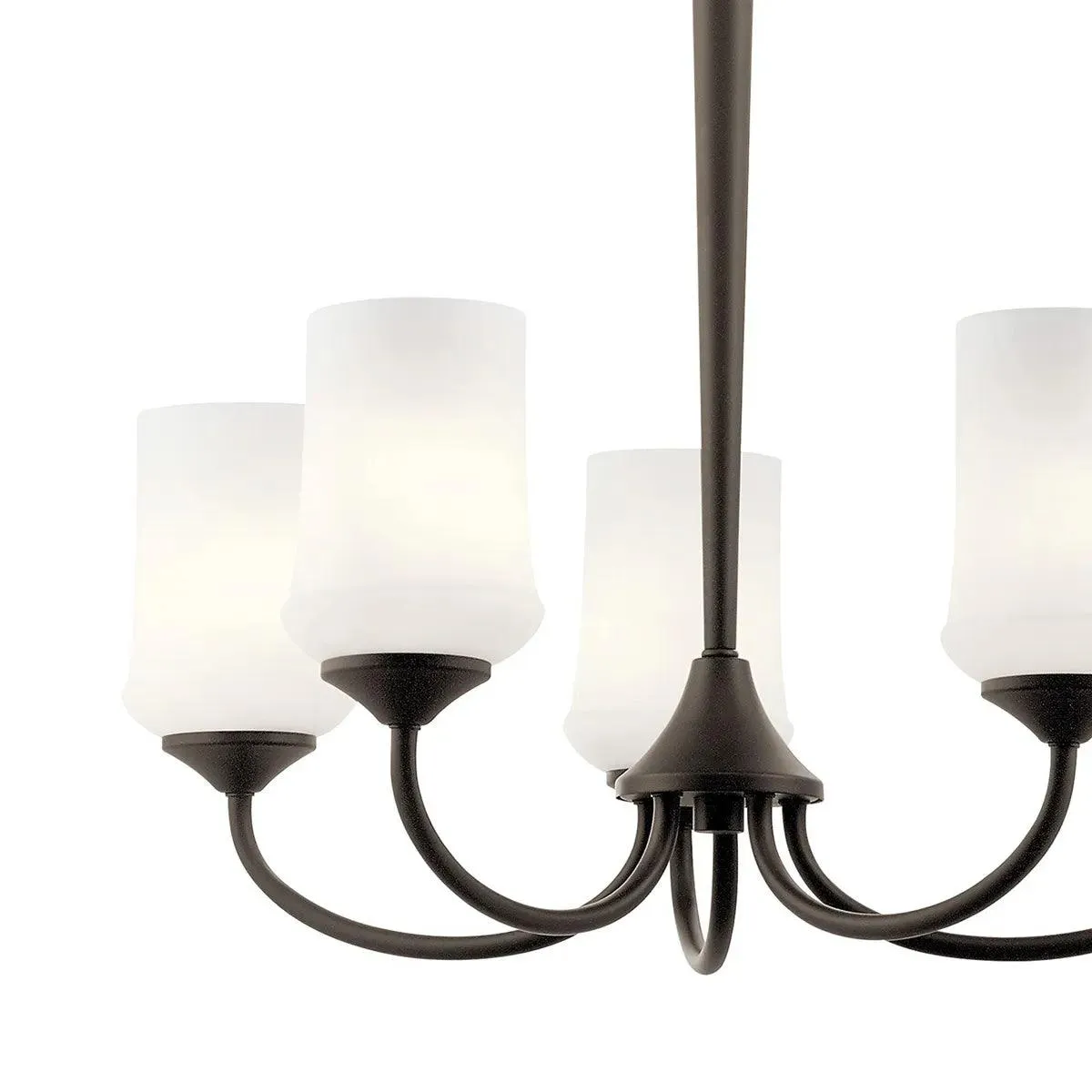 Aubrey 25" 5-Light Chandelier 1-Tier with Satin Etched Cased Opal Glass, Olde Bronze Finish