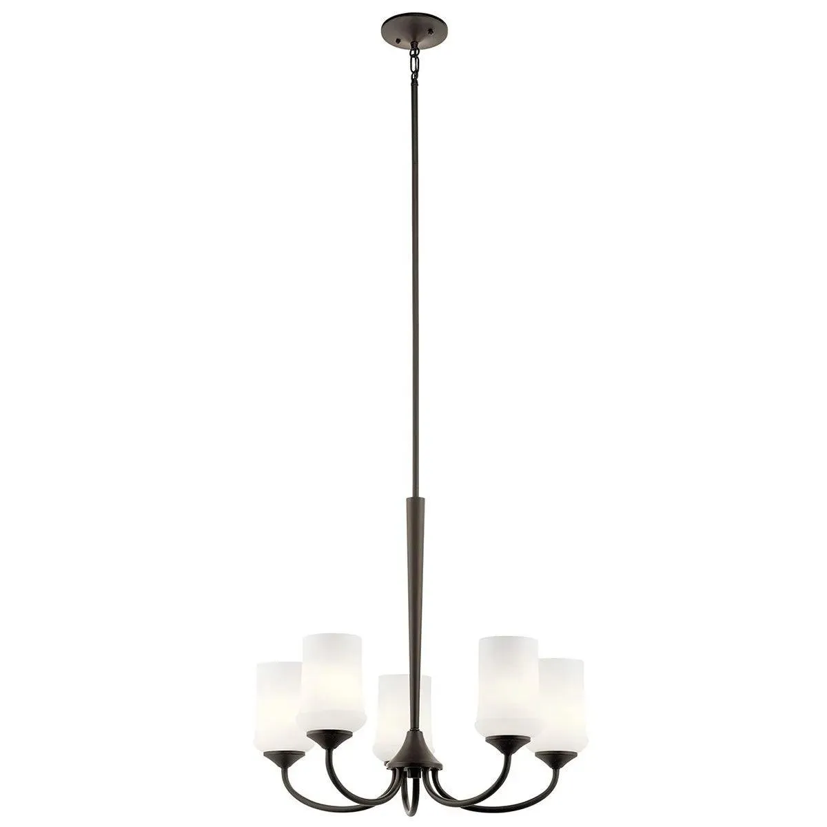 Aubrey 25" 5-Light Chandelier 1-Tier with Satin Etched Cased Opal Glass, Olde Bronze Finish