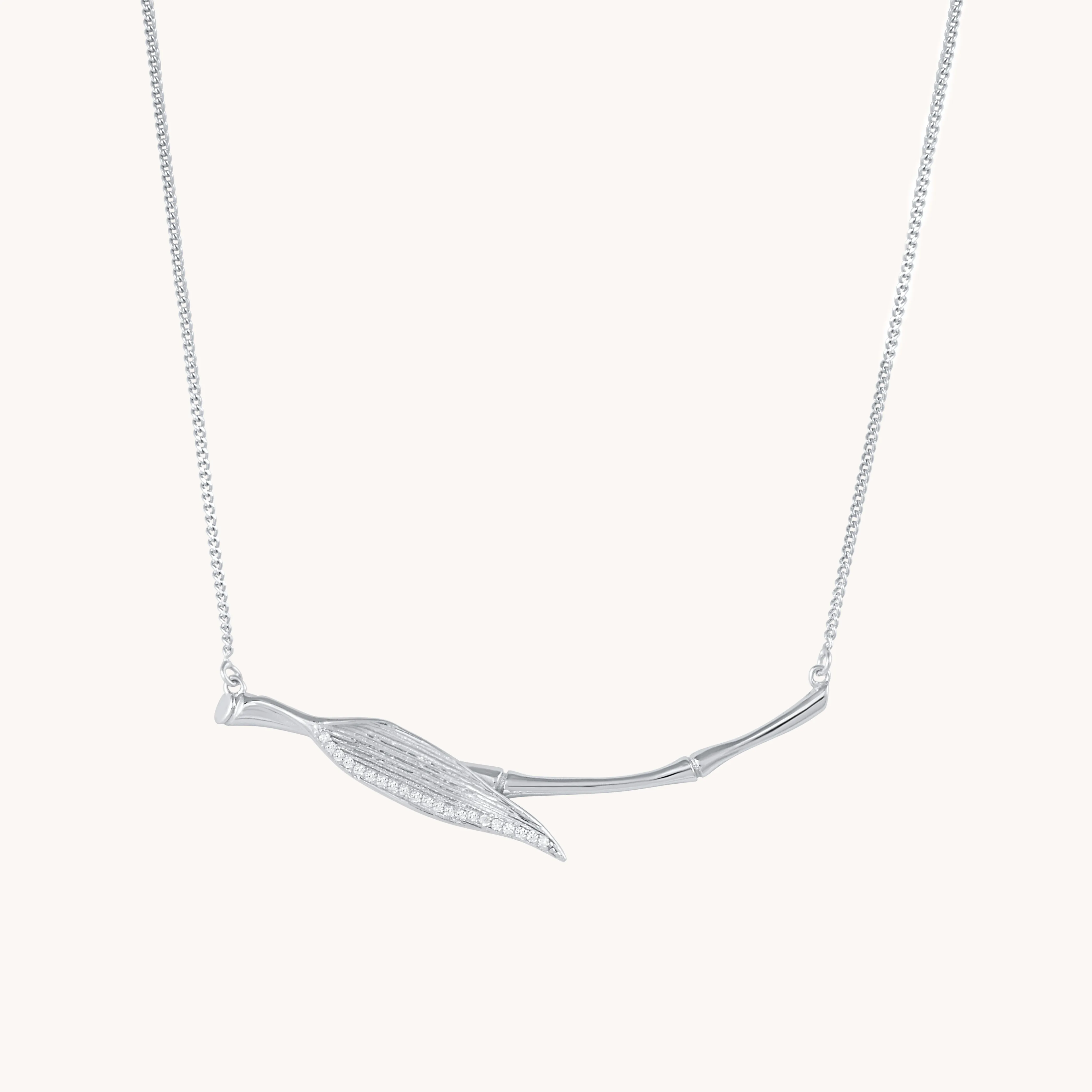 Bamboo Leaf Silver Necklace W.