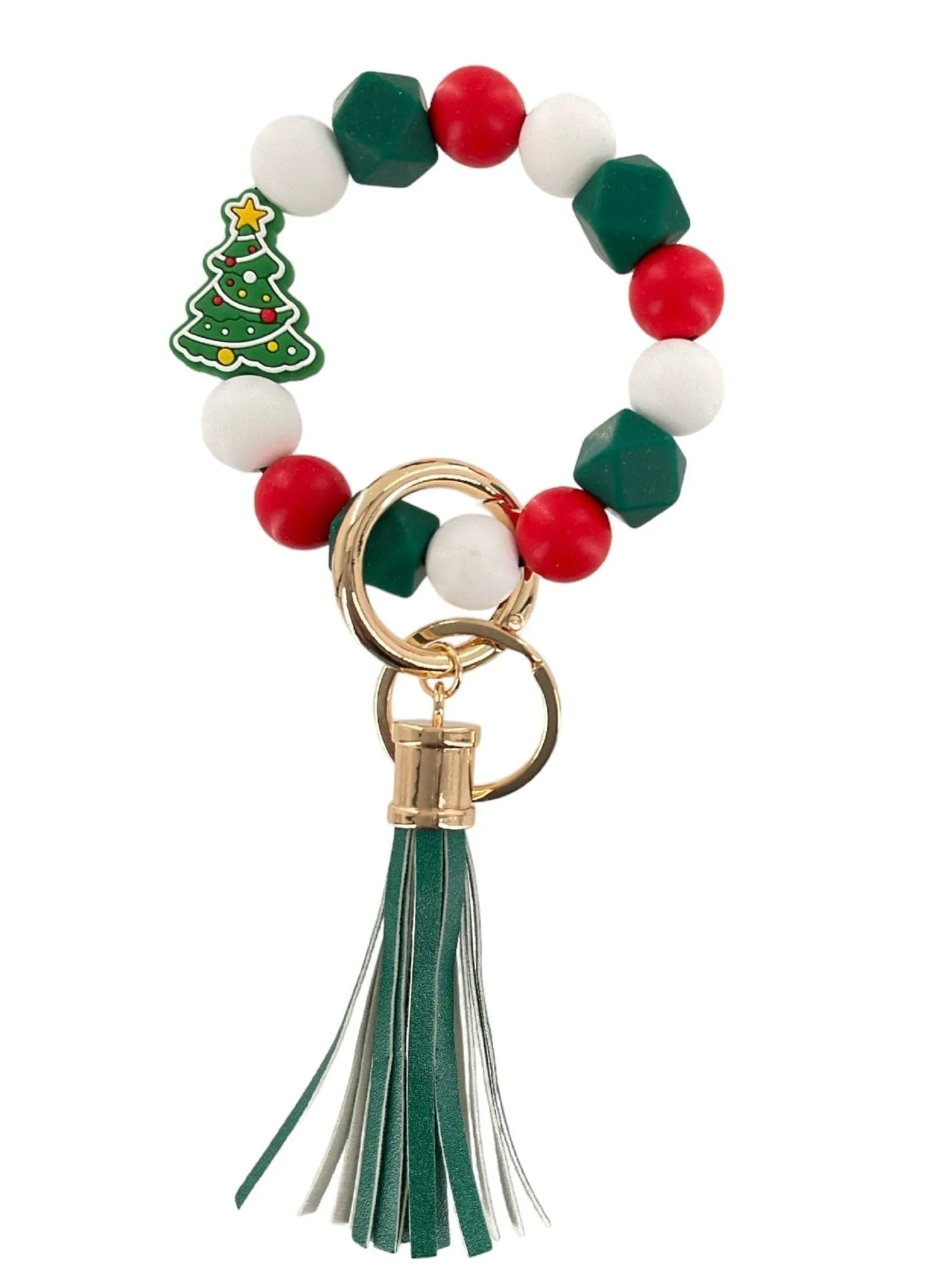 BB139X186 Silicone Beaded Christmas Keychain Bracelet