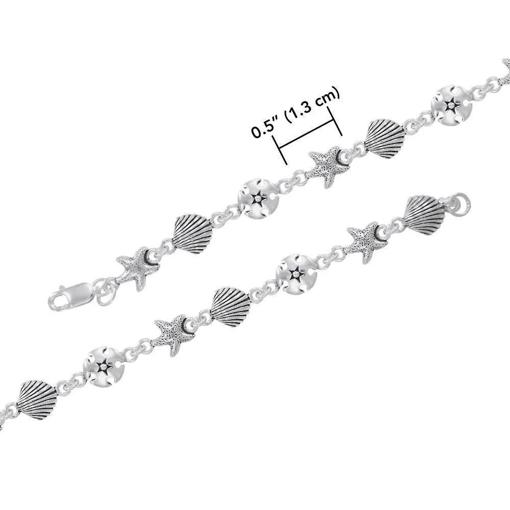 Beach is Life ~ Sterling Silver Jewelry Link Bracelet TBG451