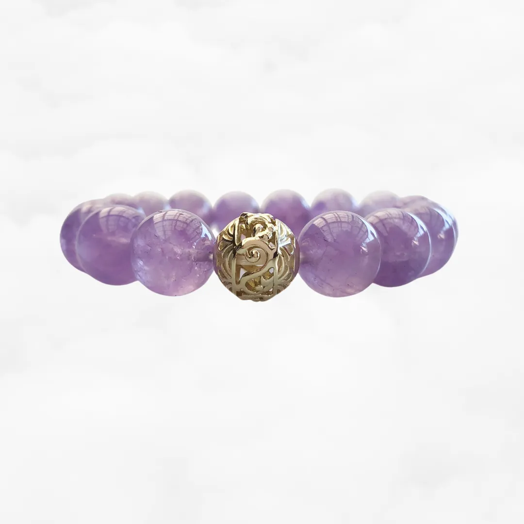 Beaded Amethyst Bracelet 12mm