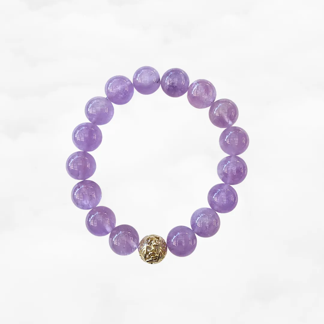 Beaded Amethyst Bracelet 12mm