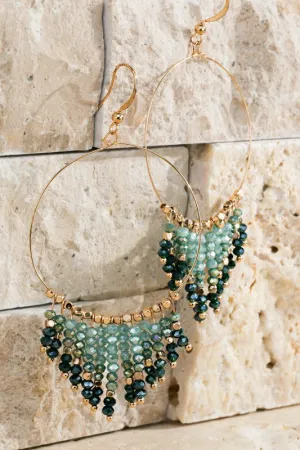 Beaded Tassel Chandelier Earrings