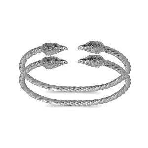 Better Jewelry Eagle Ends Coiled Rope West Indian Bangles .925 Sterling Silver, 1 pair