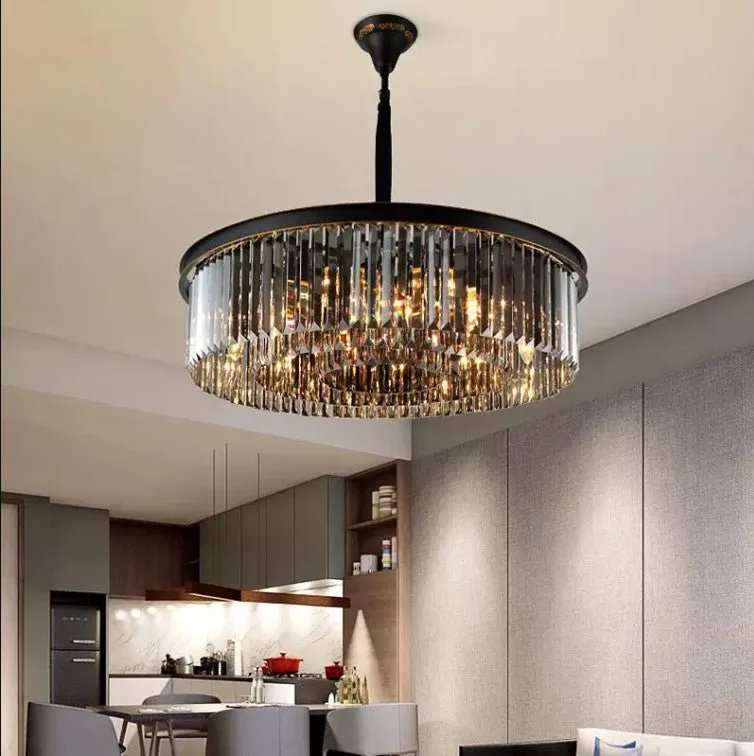 Black Crystal Round Shape Luxury Chandelier For Living Room Dining Room