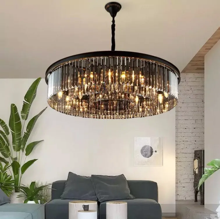 Black Crystal Round Shape Luxury Chandelier For Living Room Dining Room