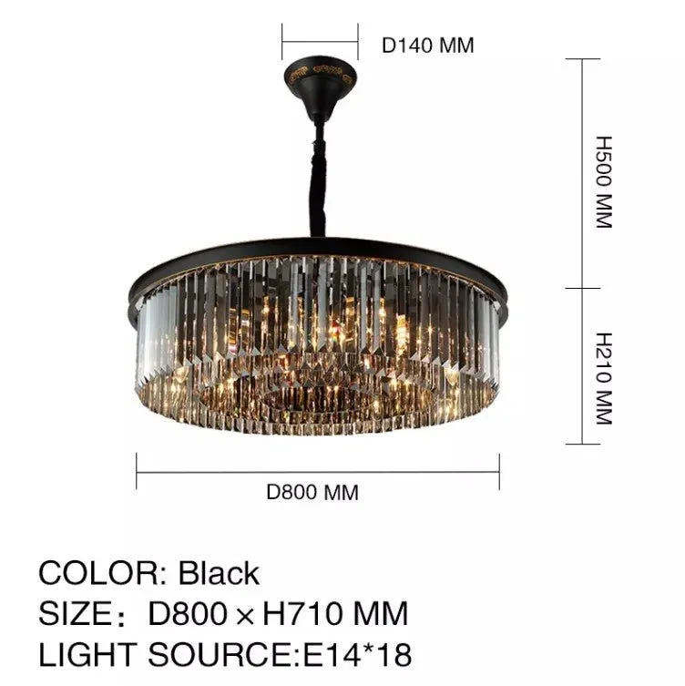 Black Crystal Round Shape Luxury Chandelier For Living Room Dining Room