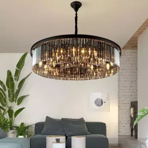 Black Crystal Round Shape Luxury Chandelier For Living Room Dining Room