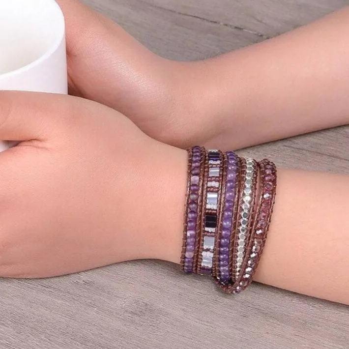 Bohemian Amethyst & Japan Seed Beaded Bracelet