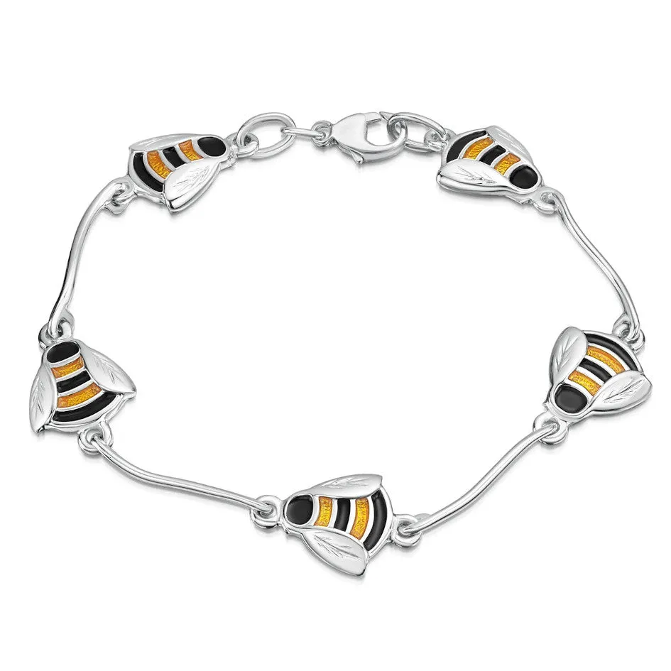 Bumblebee Sterling Silver And Enamel Bracelet - EBL273-YELBK