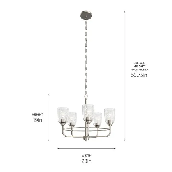 Carlo 23" 5 Light Chandelier Brushed Nickel #82361