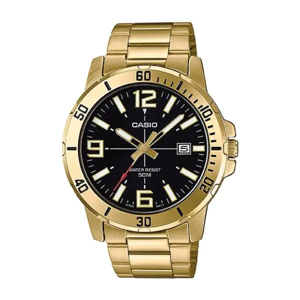 Casio Men's Diver Look Gold Tone Stainless Steel Band Watch MTPVD01G-1B MTP-VD01G-1B