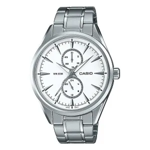 Casio Men's Multi-Hand Silver Stainless Steel Band Watch MTPSW340D-7A MTP-SW340D-7A